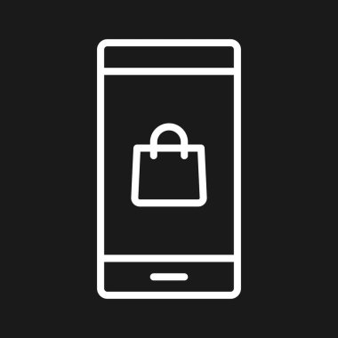 Mobil, alışveriş, online ikon vektör görüntüsü. Bilgi teknolojisi için de kullanılabilir. Web uygulamalarında, mobil uygulamalarda ve yazdırma ortamlarında kullanılabilir.