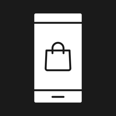 Mobil, alışveriş, online ikon vektör görüntüsü. Bilgi teknolojisi için de kullanılabilir. Web uygulamalarında, mobil uygulamalarda ve yazdırma ortamlarında kullanılabilir.