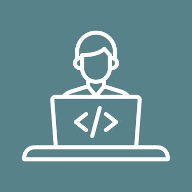 Programcı, yazılım, geliştirici simgesi vektör görüntüsü. Bilgi teknolojisi için de kullanılabilir. Web uygulamalarında, mobil uygulamalarda ve yazdırma ortamlarında kullanılabilir.
