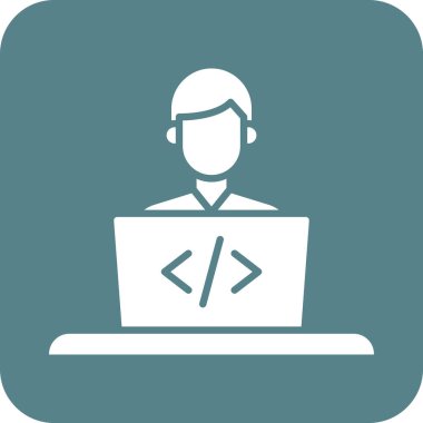 Programcı, yazılım, geliştirici simgesi vektör görüntüsü. Bilgi teknolojisi için de kullanılabilir. Web uygulamalarında, mobil uygulamalarda ve yazdırma ortamlarında kullanılabilir.
