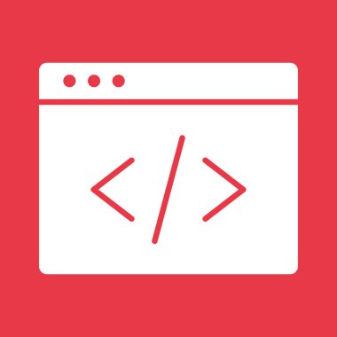 Programlama, kod, uygulama simgesi vektör görüntüsü. Bilgi teknolojisi için de kullanılabilir. Web uygulamalarında, mobil uygulamalarda ve yazdırma ortamlarında kullanılabilir.