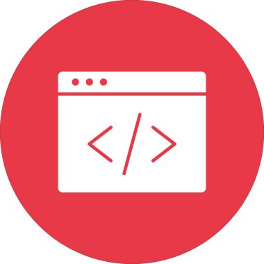 Programlama, kod, uygulama simgesi vektör görüntüsü. Bilgi teknolojisi için de kullanılabilir. Web uygulamalarında, mobil uygulamalarda ve yazdırma ortamlarında kullanılabilir.