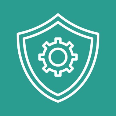 Güvenlik, ayarlar, kalkan ikon vektör görüntüsü. Bilgi teknolojisi için de kullanılabilir. Web uygulamalarında, mobil uygulamalarda ve yazdırma ortamlarında kullanılabilir.