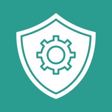 Güvenlik, ayarlar, kalkan ikon vektör görüntüsü. Bilgi teknolojisi için de kullanılabilir. Web uygulamalarında, mobil uygulamalarda ve yazdırma ortamlarında kullanılabilir.