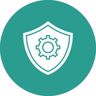 Güvenlik, ayarlar, kalkan ikon vektör görüntüsü. Bilgi teknolojisi için de kullanılabilir. Web uygulamalarında, mobil uygulamalarda ve yazdırma ortamlarında kullanılabilir.