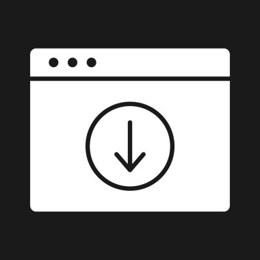 Web sayfası, indirme, tarayıcı simgesi vektör resmi. Bilgi teknolojisi için de kullanılabilir. Web uygulamalarında, mobil uygulamalarda ve yazdırma ortamlarında kullanılabilir.