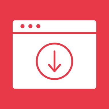 Web sayfası, indirme, tarayıcı simgesi vektör resmi. Bilgi teknolojisi için de kullanılabilir. Web uygulamalarında, mobil uygulamalarda ve yazdırma ortamlarında kullanılabilir.