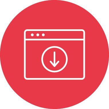 Web sayfası, indirme, tarayıcı simgesi vektör resmi. Bilgi teknolojisi için de kullanılabilir. Web uygulamalarında, mobil uygulamalarda ve yazdırma ortamlarında kullanılabilir.