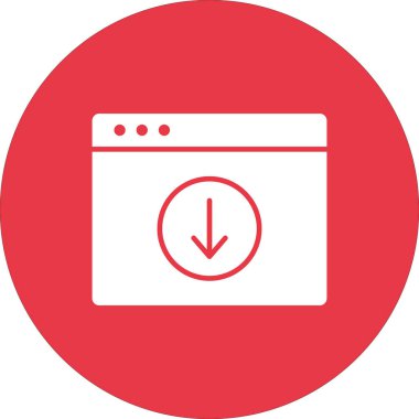 Web sayfası, indirme, tarayıcı simgesi vektör resmi. Bilgi teknolojisi için de kullanılabilir. Web uygulamalarında, mobil uygulamalarda ve yazdırma ortamlarında kullanılabilir.