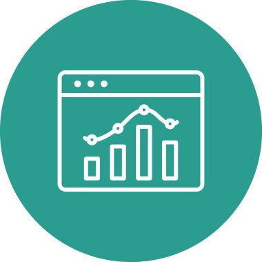 Web sayfası, istatistik, grafik ikonu vektör resmi. Bilgi teknolojisi için de kullanılabilir. Web uygulamalarında, mobil uygulamalarda ve yazdırma ortamlarında kullanılabilir.