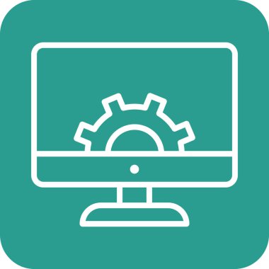 Müşteri desteği, masaüstü, yardım masası, dişli ikon vektör resmi. Müşteri desteği için de kullanılabilir. Web uygulamalarında, mobil uygulamalarda ve yazdırma ortamlarında kullanılabilir.