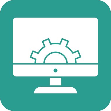 Müşteri desteği, masaüstü, yardım masası, dişli ikon vektör resmi. Müşteri desteği için de kullanılabilir. Web uygulamalarında, mobil uygulamalarda ve yazdırma ortamlarında kullanılabilir.