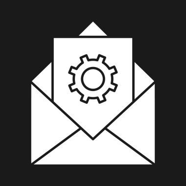 E- posta, dişli, ikon vektör görüntüsünü destekle. Müşteri desteği için de kullanılabilir. Web uygulamalarında, mobil uygulamalarda ve yazdırma ortamlarında kullanılabilir.