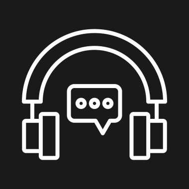 Kulaklıklar, sohbet, müşteri desteği ikon vektör görüntüsü. Müşteri desteği için de kullanılabilir. Web uygulamalarında, mobil uygulamalarda ve yazdırma ortamlarında kullanılabilir.