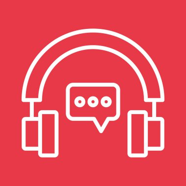Kulaklıklar, sohbet, müşteri desteği ikon vektör görüntüsü. Müşteri desteği için de kullanılabilir. Web uygulamalarında, mobil uygulamalarda ve yazdırma ortamlarında kullanılabilir.