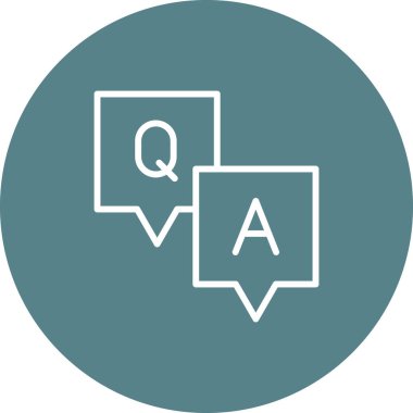 Soru-Cevap, soru ikon vektör görüntüsü. Müşteri desteği için de kullanılabilir. Web uygulamalarında, mobil uygulamalarda ve yazdırma ortamlarında kullanılabilir.