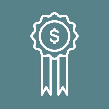Ödül, para, kâr, rozet ikonu vektör imajı. Finans ve Para için de kullanılabilir. Web uygulamalarında, mobil uygulamalarda ve yazdırma ortamlarında kullanılabilir.