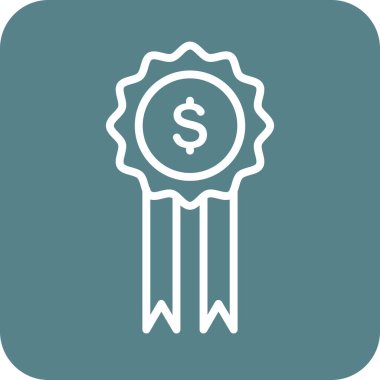 Ödül, para, kâr, rozet ikonu vektör imajı. Finans ve Para için de kullanılabilir. Web uygulamalarında, mobil uygulamalarda ve yazdırma ortamlarında kullanılabilir.