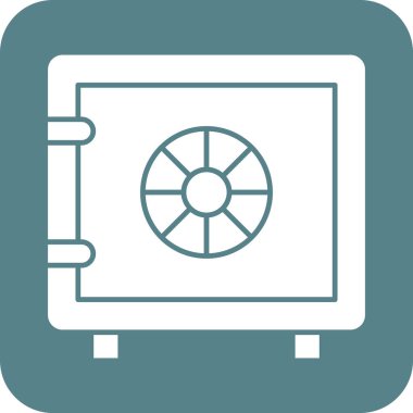 Banka, güvenli, altın ikon vektör görüntüsü. Finans ve Para için de kullanılabilir. Web uygulamalarında, mobil uygulamalarda ve yazdırma ortamlarında kullanılabilir.