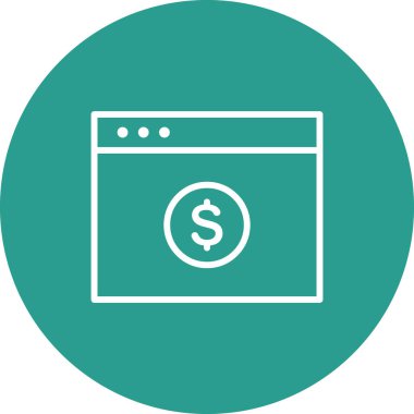 Tarayıcı, online ödeme, dolar ikonu vektör resmi. Finans ve Para için de kullanılabilir. Web uygulamalarında, mobil uygulamalarda ve yazdırma ortamlarında kullanılabilir.