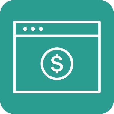 Tarayıcı, online ödeme, dolar ikonu vektör resmi. Finans ve Para için de kullanılabilir. Web uygulamalarında, mobil uygulamalarda ve yazdırma ortamlarında kullanılabilir.
