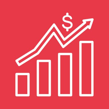 Finans, büyüme, gelir ikonu vektör imajı. Finans ve Para için de kullanılabilir. Web uygulamalarında, mobil uygulamalarda ve yazdırma ortamlarında kullanılabilir.