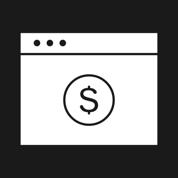Browser Pagamento Online Immagine Vettoriale Icona Dollaro Può Essere Utilizzato — Vettoriale Stock
