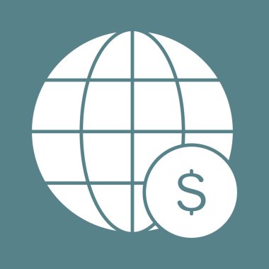 Bankacılık, para birimi, uluslararası, küresel ikon vektör imajı. Finans ve Para için de kullanılabilir. Web uygulamalarında, mobil uygulamalarda ve yazdırma ortamlarında kullanılabilir.