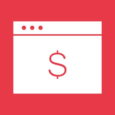 Tarayıcı, ekommerce, çevrimiçi ödeme ikonu vektör resmi. Finans ve Para için de kullanılabilir. Web uygulamalarında, mobil uygulamalarda ve yazdırma ortamlarında kullanılabilir.