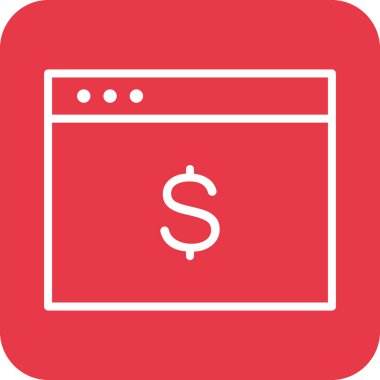 Tarayıcı, ekommerce, çevrimiçi ödeme ikonu vektör resmi. Finans ve Para için de kullanılabilir. Web uygulamalarında, mobil uygulamalarda ve yazdırma ortamlarında kullanılabilir.