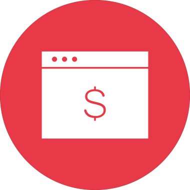 Tarayıcı, ekommerce, çevrimiçi ödeme ikonu vektör resmi. Finans ve Para için de kullanılabilir. Web uygulamalarında, mobil uygulamalarda ve yazdırma ortamlarında kullanılabilir.