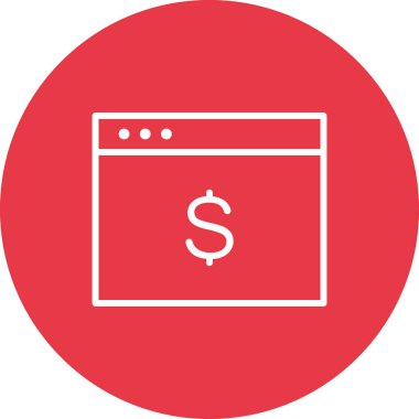 Tarayıcı, ekommerce, çevrimiçi ödeme ikonu vektör resmi. Finans ve Para için de kullanılabilir. Web uygulamalarında, mobil uygulamalarda ve yazdırma ortamlarında kullanılabilir.