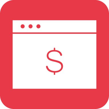Tarayıcı, ekommerce, çevrimiçi ödeme ikonu vektör resmi. Finans ve Para için de kullanılabilir. Web uygulamalarında, mobil uygulamalarda ve yazdırma ortamlarında kullanılabilir.