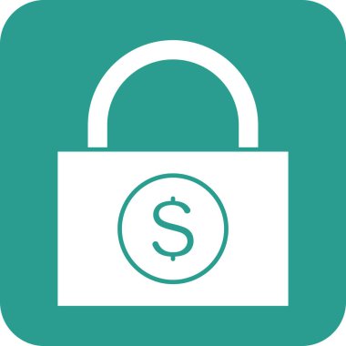 Kilit, para, güvenlik ikonu vektör görüntüsü. Finans ve Para için de kullanılabilir. Web uygulamalarında, mobil uygulamalarda ve yazdırma ortamlarında kullanılabilir.