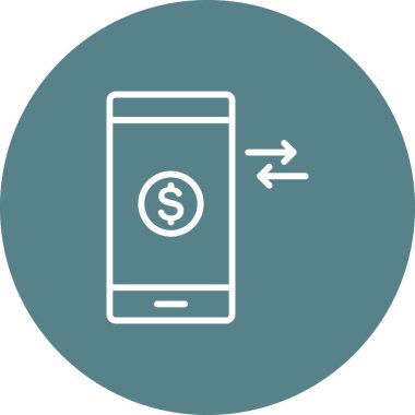 Cep telefonu, para, işlem simgesi vektör görüntüsü. Finans ve Para için de kullanılabilir. Web uygulamalarında, mobil uygulamalarda ve yazdırma ortamlarında kullanılabilir.