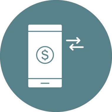 Cep telefonu, para, işlem simgesi vektör görüntüsü. Finans ve Para için de kullanılabilir. Web uygulamalarında, mobil uygulamalarda ve yazdırma ortamlarında kullanılabilir.