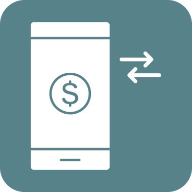 Cep telefonu, para, işlem simgesi vektör görüntüsü. Finans ve Para için de kullanılabilir. Web uygulamalarında, mobil uygulamalarda ve yazdırma ortamlarında kullanılabilir.