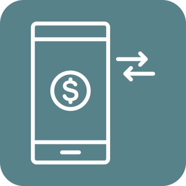 Cep telefonu, para, işlem simgesi vektör görüntüsü. Finans ve Para için de kullanılabilir. Web uygulamalarında, mobil uygulamalarda ve yazdırma ortamlarında kullanılabilir.