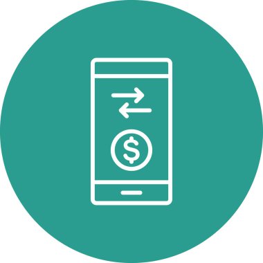 Cep telefonu, para, işlem simgesi vektör görüntüsü. Finans ve Para için de kullanılabilir. Web uygulamalarında, mobil uygulamalarda ve yazdırma ortamlarında kullanılabilir.