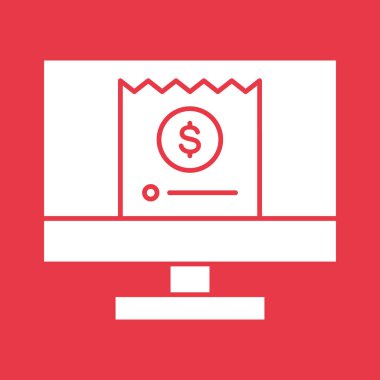 Çevrimiçi ödeme, fatura, çıkış simgesi vektör resmi. Finans ve Para için de kullanılabilir. Web uygulamalarında, mobil uygulamalarda ve yazdırma ortamlarında kullanılabilir.