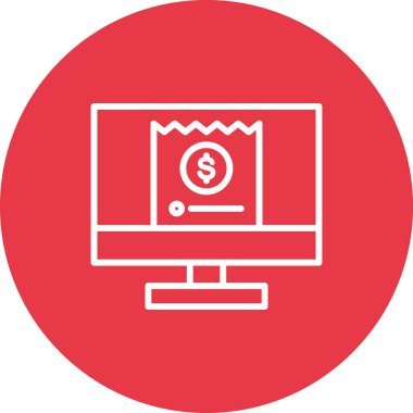 Çevrimiçi ödeme, fatura, çıkış simgesi vektör resmi. Finans ve Para için de kullanılabilir. Web uygulamalarında, mobil uygulamalarda ve yazdırma ortamlarında kullanılabilir.