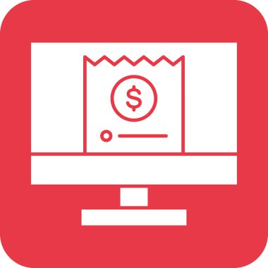 Çevrimiçi ödeme, fatura, çıkış simgesi vektör resmi. Finans ve Para için de kullanılabilir. Web uygulamalarında, mobil uygulamalarda ve yazdırma ortamlarında kullanılabilir.