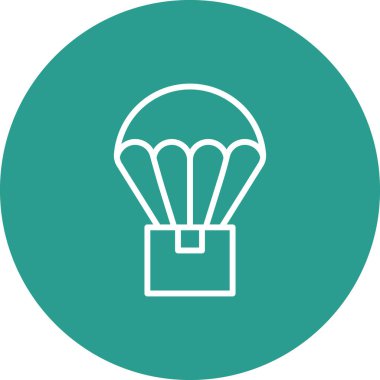 Hava, teslimat, paraşüt ikon vektör görüntüsü. Teslimat ve lojistik için de kullanılabilir. Web uygulamalarında, mobil uygulamalarda ve yazdırma ortamlarında kullanılabilir.