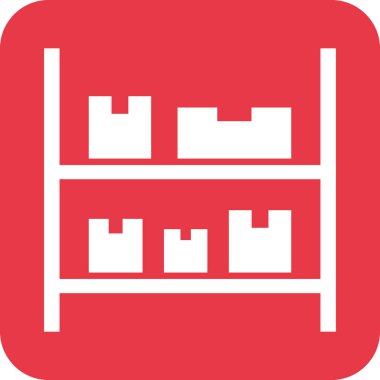 Kutular, raflar, depo ikonu vektör görüntüsü. Teslimat ve lojistik için de kullanılabilir. Web uygulamalarında, mobil uygulamalarda ve yazdırma ortamlarında kullanılabilir.