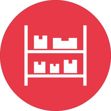 Kutular, raflar, depo ikonu vektör görüntüsü. Teslimat ve lojistik için de kullanılabilir. Web uygulamalarında, mobil uygulamalarda ve yazdırma ortamlarında kullanılabilir.