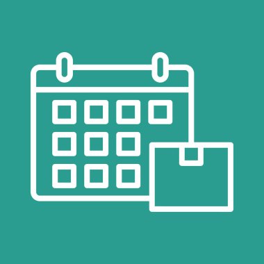 Takvim, teslimat, zamanlama simgesi vektör görüntüsü. Teslimat ve lojistik için de kullanılabilir. Web uygulamalarında, mobil uygulamalarda ve yazdırma ortamlarında kullanılabilir.