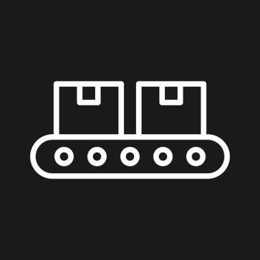 Taşıyıcı, paket, kemer simgesi vektör görüntüsü. Teslimat ve lojistik için de kullanılabilir. Web uygulamalarında, mobil uygulamalarda ve yazdırma ortamlarında kullanılabilir.