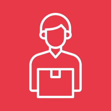 Kurye, teslimat, insan ikonu vektör görüntüsü. Teslimat ve lojistik için de kullanılabilir. Web uygulamalarında, mobil uygulamalarda ve yazdırma ortamlarında kullanılabilir.