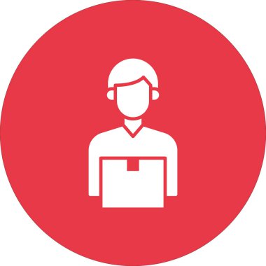 Kurye, teslimat, insan ikonu vektör görüntüsü. Teslimat ve lojistik için de kullanılabilir. Web uygulamalarında, mobil uygulamalarda ve yazdırma ortamlarında kullanılabilir.
