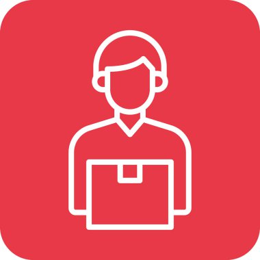 Kurye, teslimat, insan ikonu vektör görüntüsü. Teslimat ve lojistik için de kullanılabilir. Web uygulamalarında, mobil uygulamalarda ve yazdırma ortamlarında kullanılabilir.